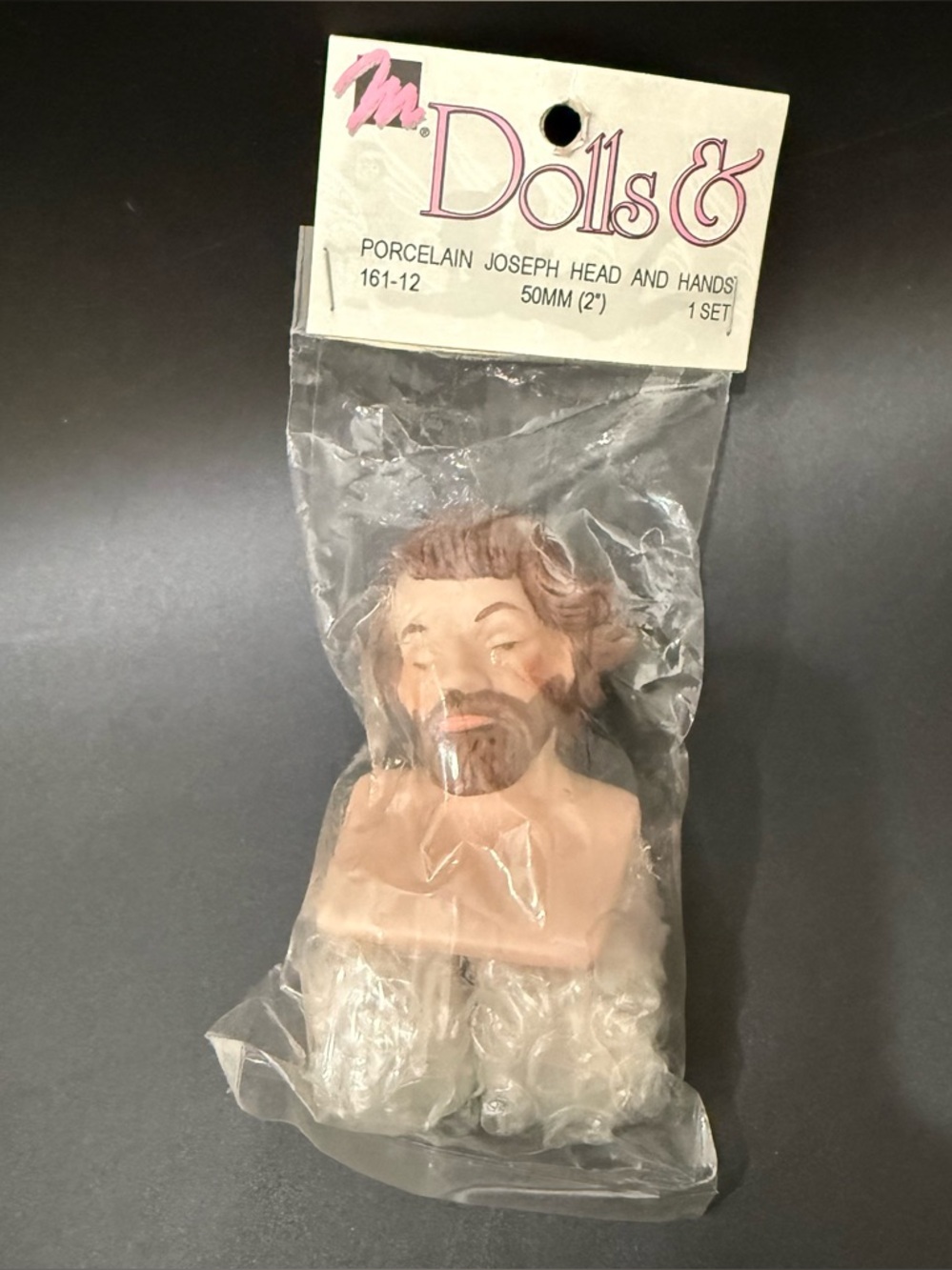 Vintage Mangelsen’s Porcelain Nativity Joseph 2” Doll Head & Hands Set